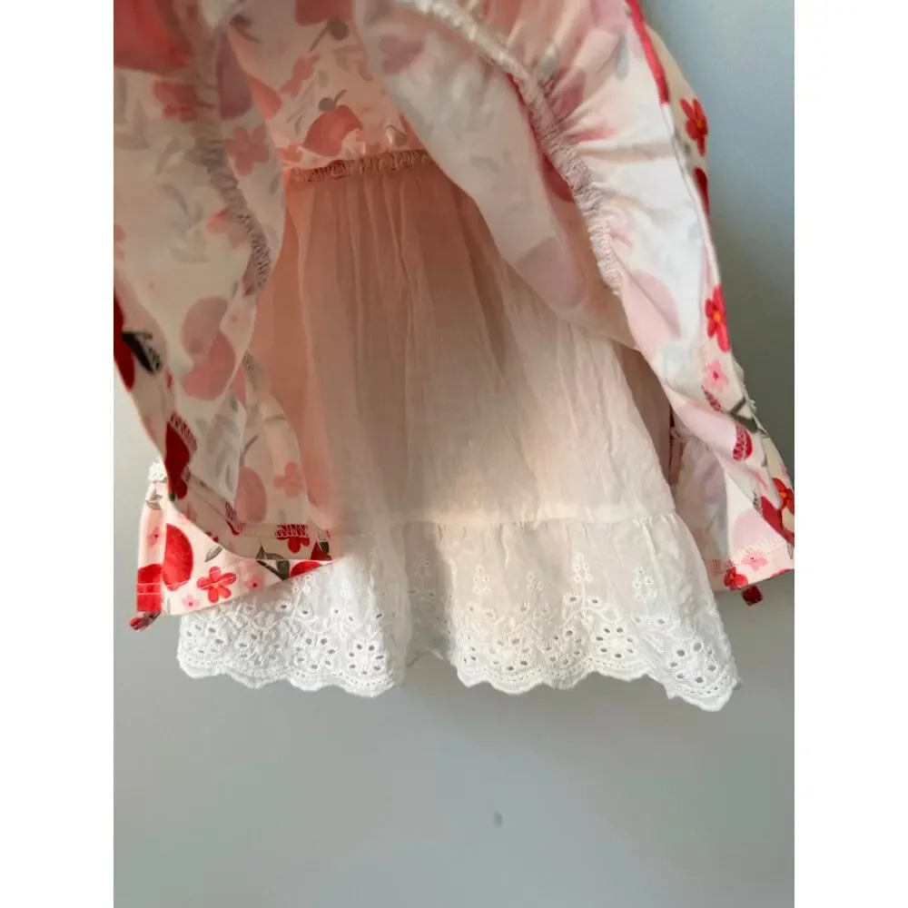 Always in Bloom Clothing Co. Vintage Apple Tunic Twirl Dress Apple Buttons Sz 3T